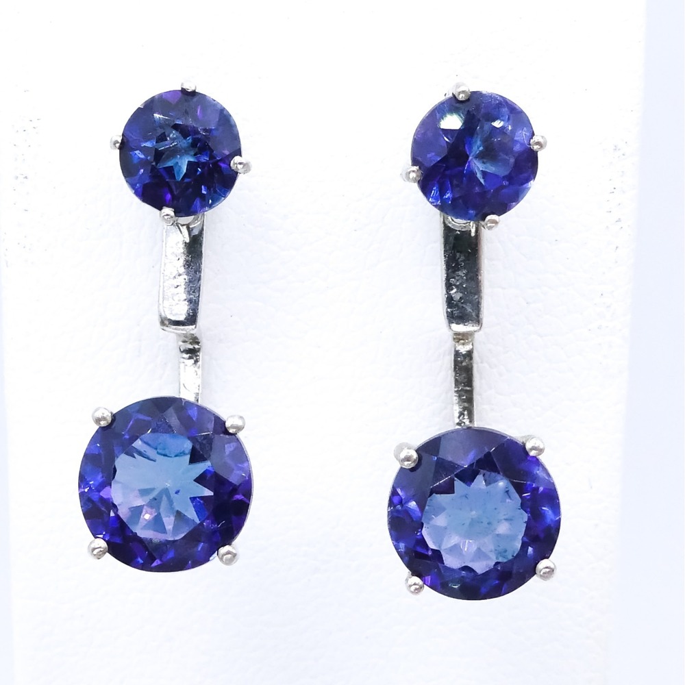 Chuck Clemency Odyssey Tanzanite Convertible Sterling Silver Drop Stud Earrings